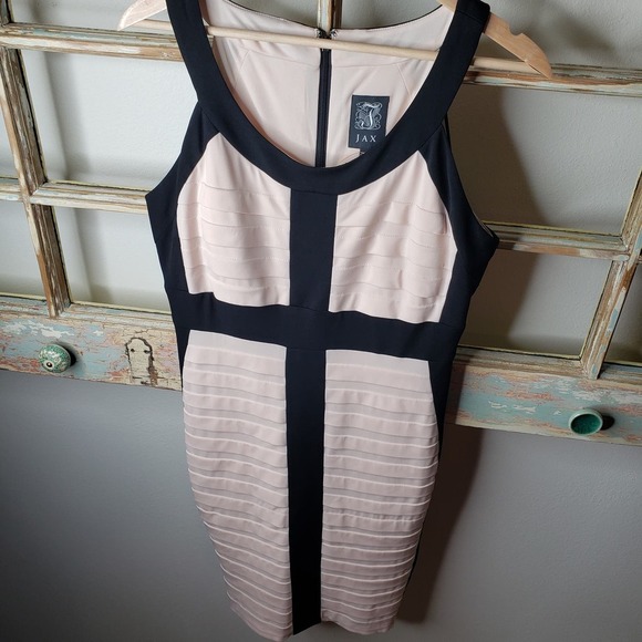 JAX Nude/black Color Block Bodycon Dress Ladies size 10 - Picture 5 of 10